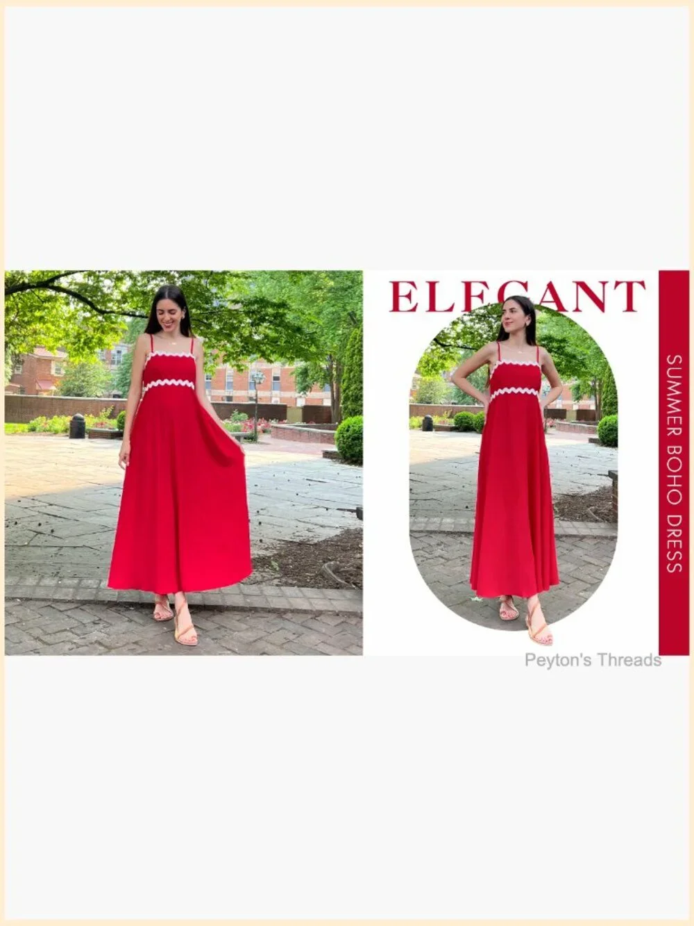 Women's Spaghetti Strap Smocked Maxi Dress Bohemian Flowy Long Sundress